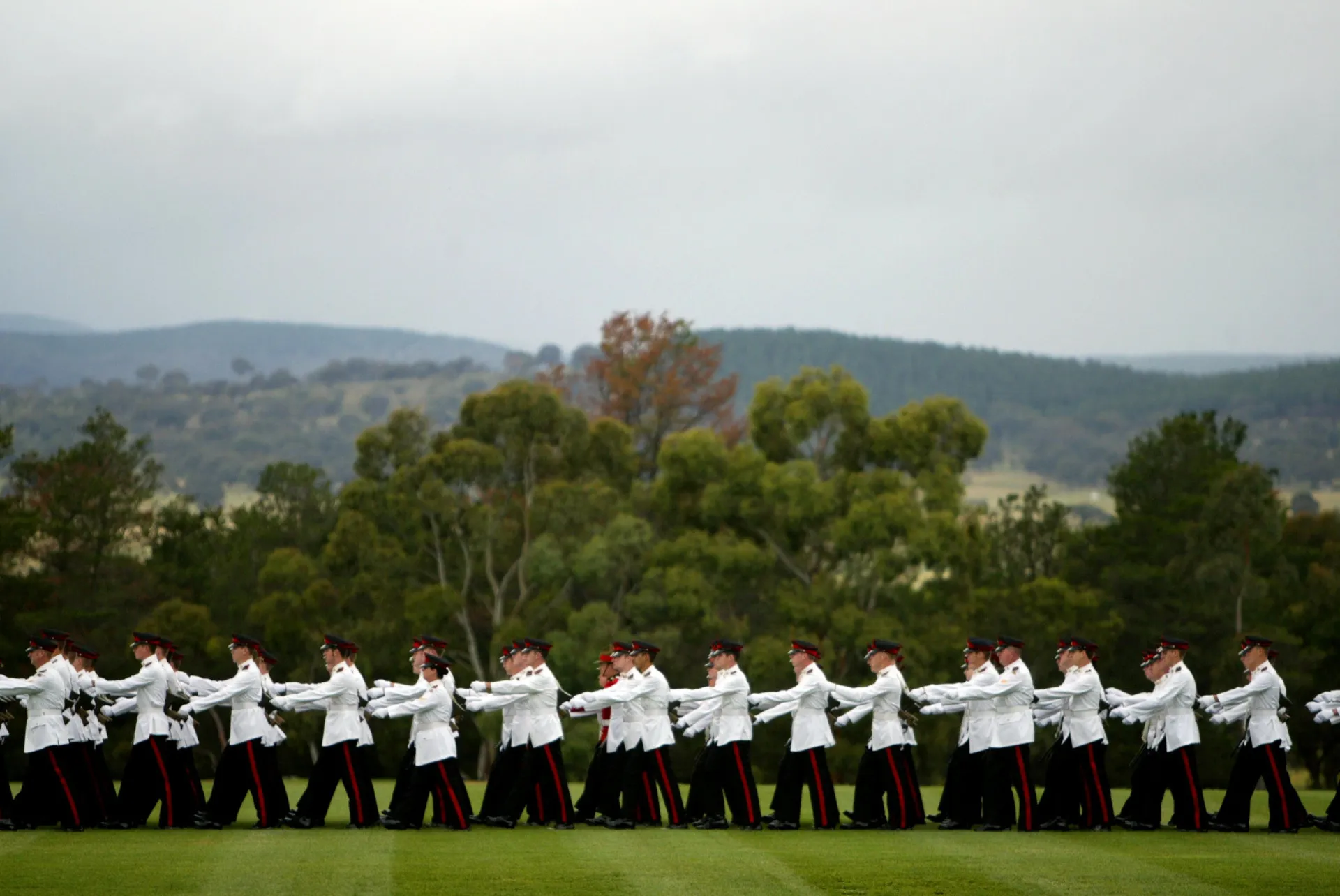 Cadetes da ADFA durante um exercício de campo, demonstrando trabalho em equipe.