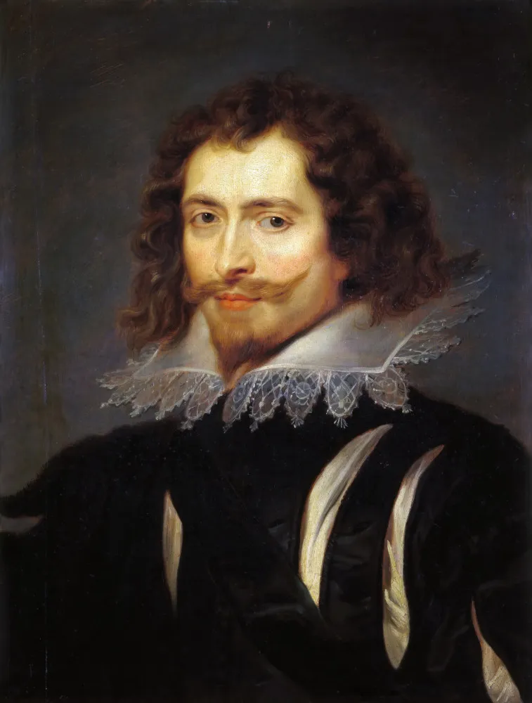 George Villiers em um retrato que destaca sua beleza e elegância.