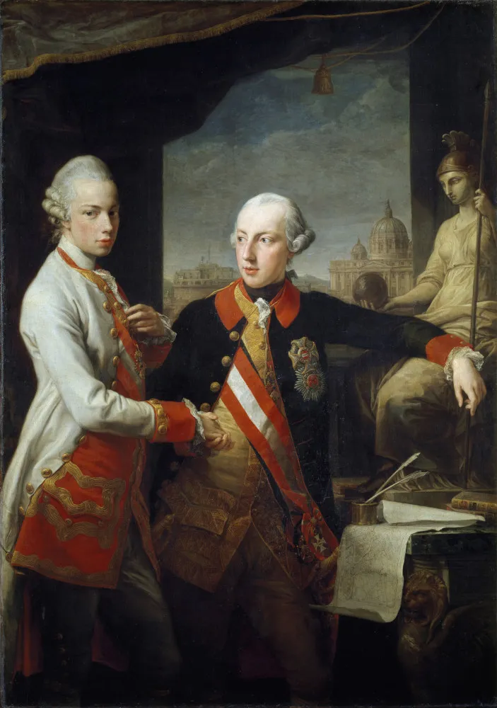 Representação artística de dois nobres do século 18 em um momento de descontração na Itália.
