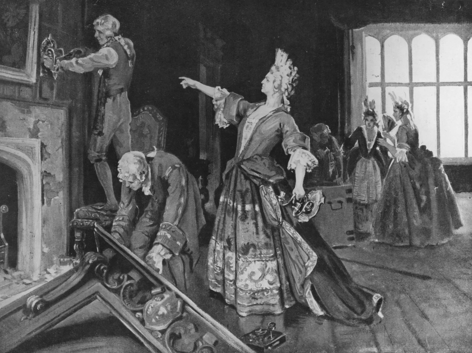 Representação da Rainha Ana e Abigail Masham em um momento de intimidade.