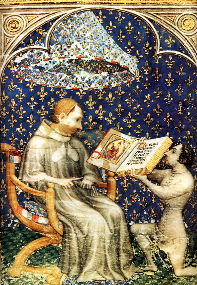 Pintura de um grupo de líderes da Igreja primitiva debatendo sobre manuscritos sagrados.