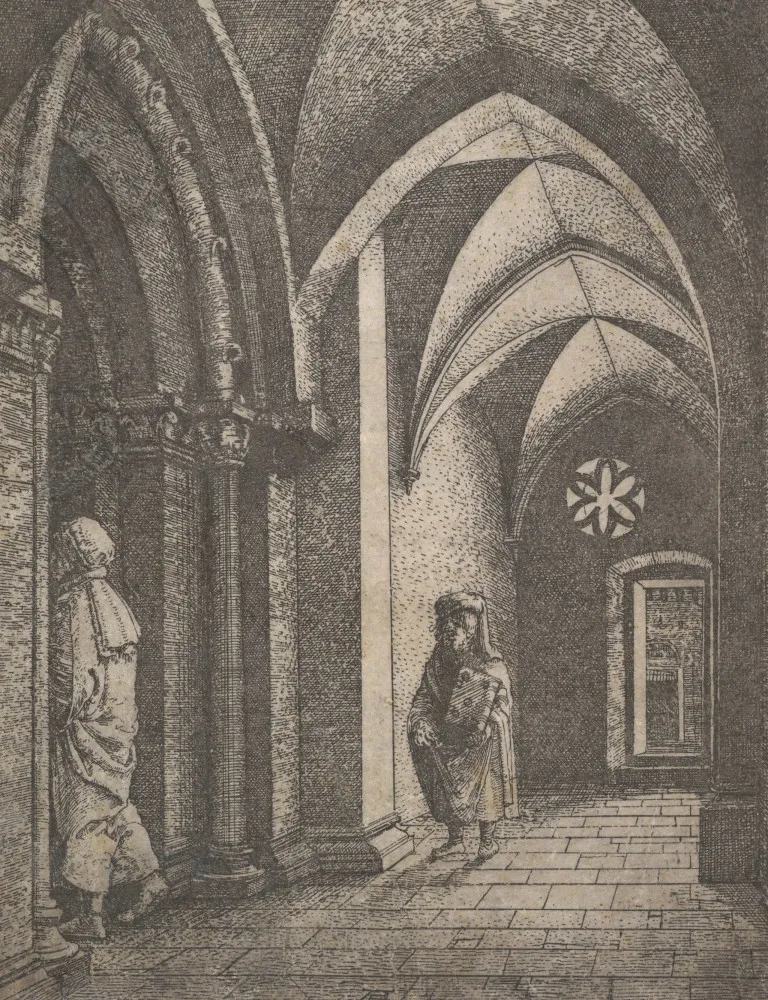 Ilustração representando uma igreja primitiva sendo criticada por um profeta.