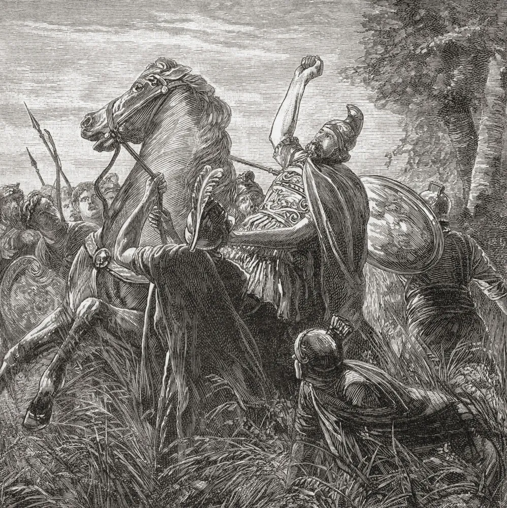 Relevo mostrando cavaleiros partas, famosos por sua habilidade com o arco e flecha a cavalo.