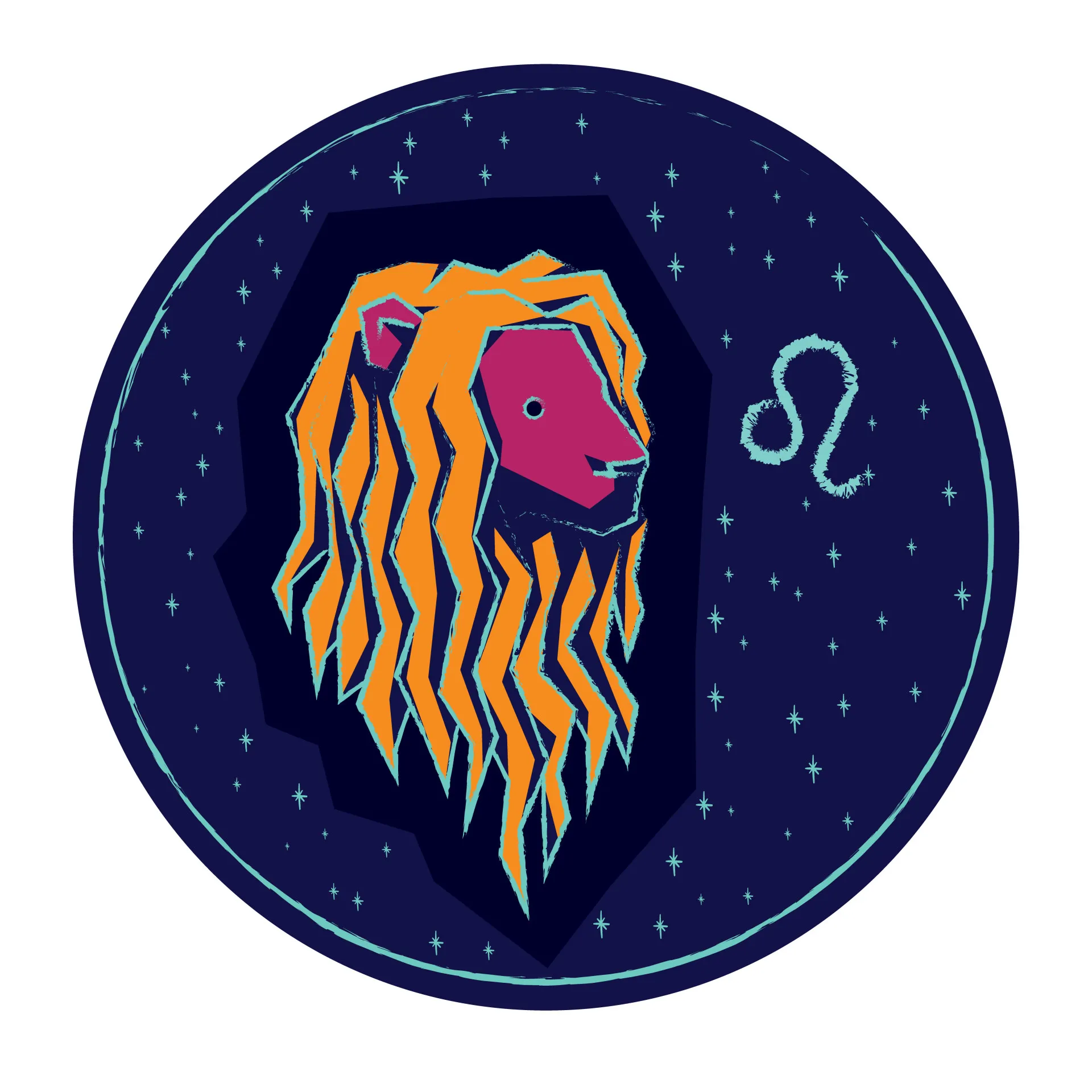 Símbolo do signo de Leão com um brilho dourado e imponente.