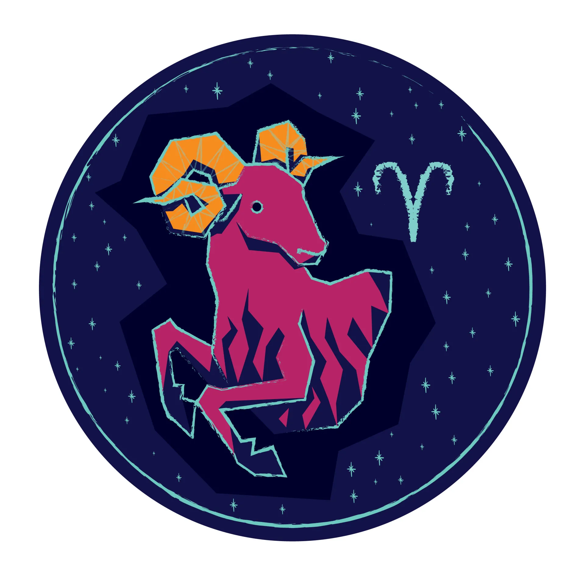 Símbolo do signo de Áries em um fundo cósmico.