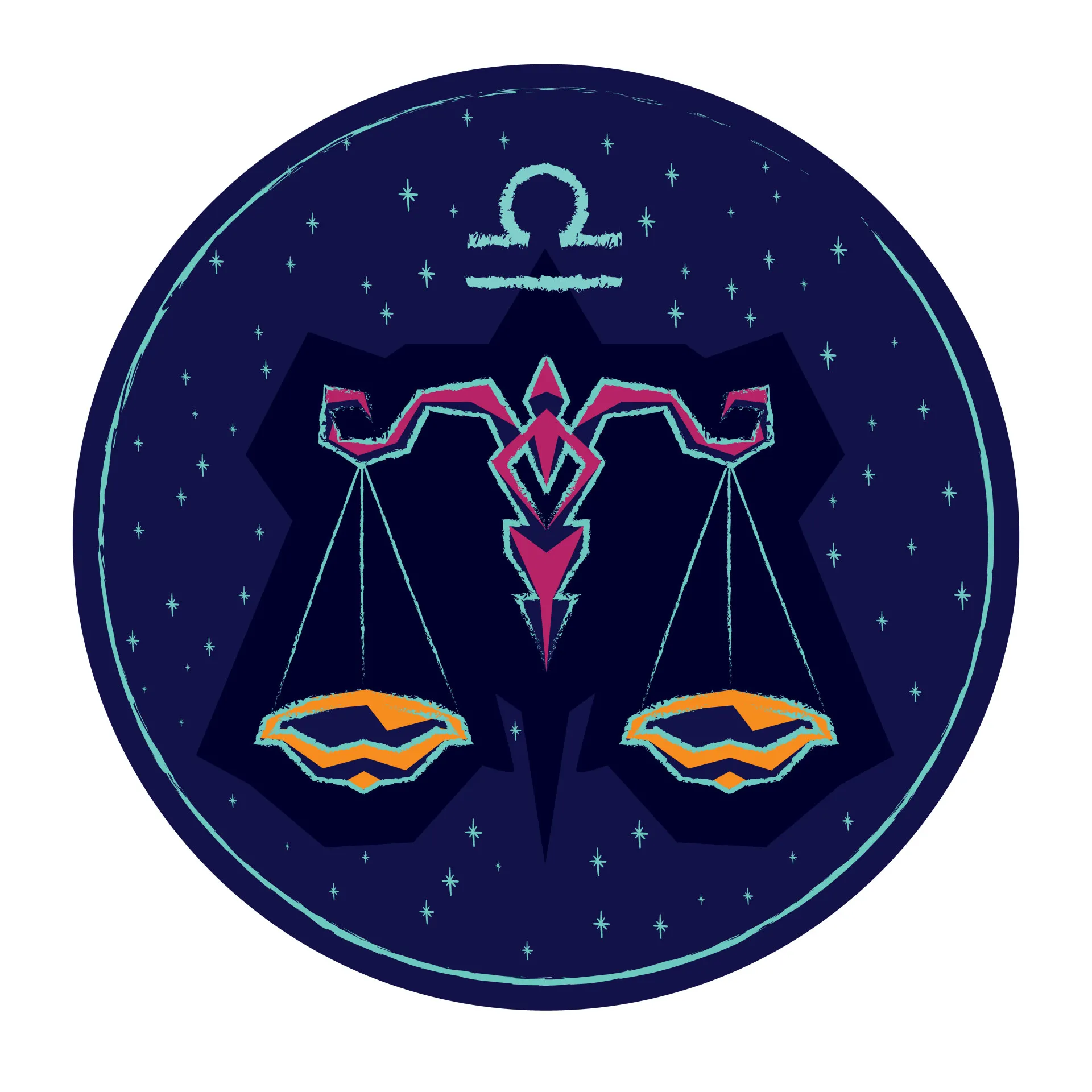 Símbolo do signo de Libra, a balança, representando equilíbrio e justiça.