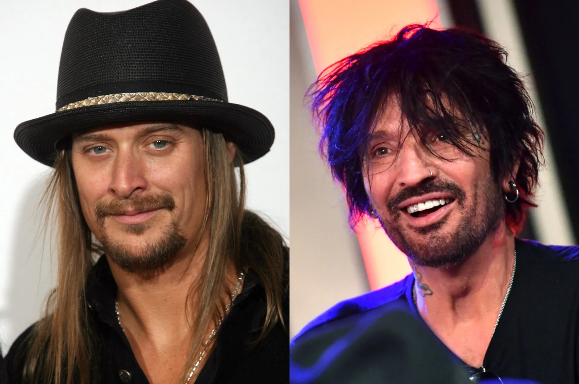 Os roqueiros Kid Rock e Tommy Lee, ambos ex-maridos de Pamela Anderson.