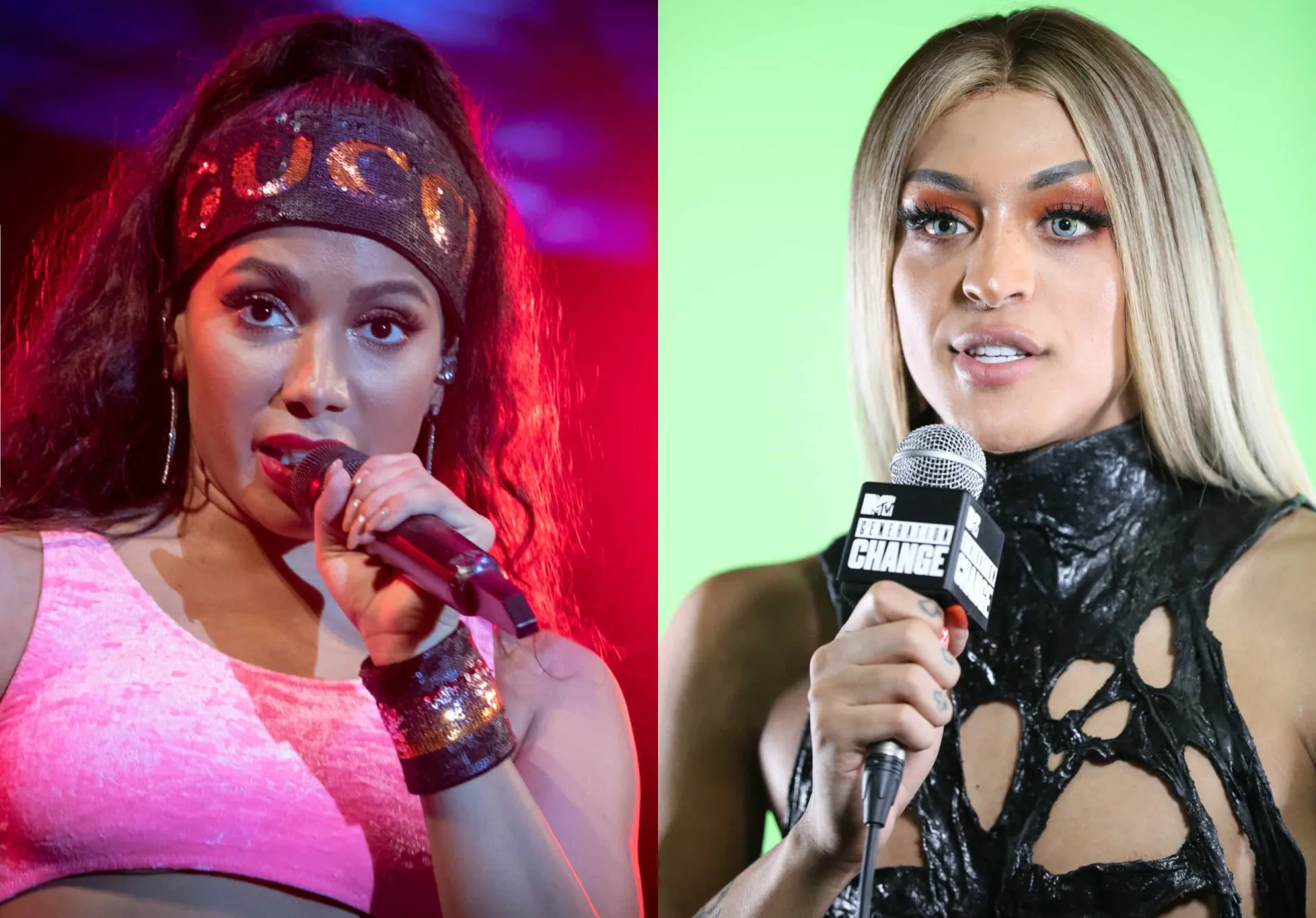 Anitta e Pabllo Vittar posando juntas durante a gravação do clipe 'Sua Cara'.