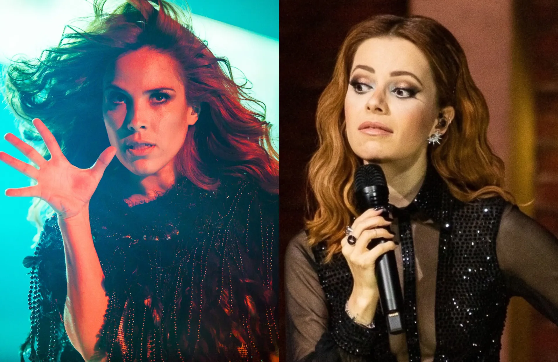 Montagem de fotos de Wanessa Camargo e Sandy em diferentes momentos de suas carreiras.