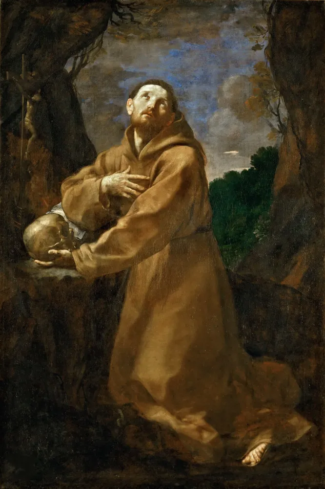 Pintura retratando São Francisco de Assis recebendo os estigmas em uma visão.