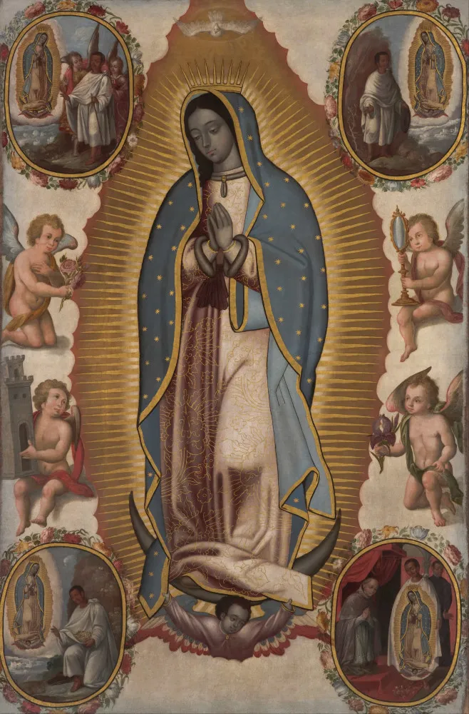 Imagem icônica de Nossa Senhora de Guadalupe, impressa no manto de Juan Diego.